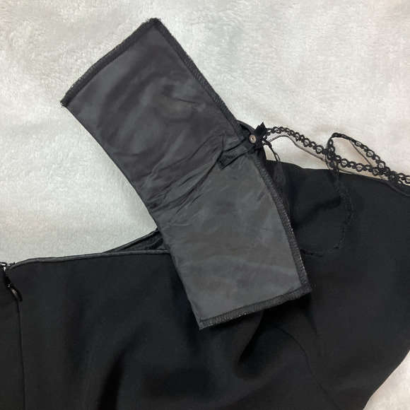 Vintage Virgo Black Maxi Dress Womens Plus Size 24 Buttons Shoulder Pads 90s NWT - Picture 7 of 13